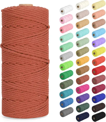 Miniatura 81 de Cordón de macramé de 0.079 in x 380 yardas (1140 pies), cuerda de algodón natural para colgar en la pared, ganchos de plantas, manualidades, Beige