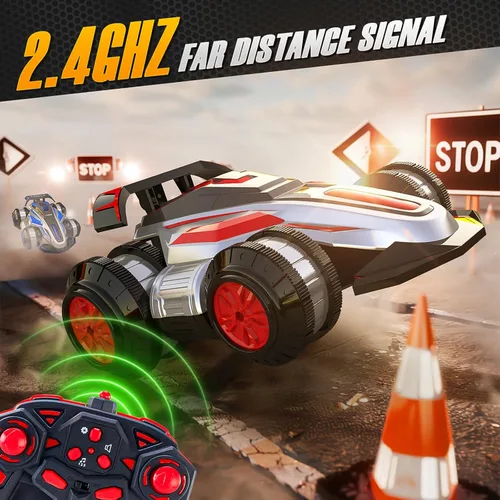 Miniatura 7 de 1:14 Auto de Juguete a Control Remoto con Giro de 360° para Niños, 4WD RC con Luces y Música, Auto de Cuatro Ruedas que se Levanta y se Da la Azul