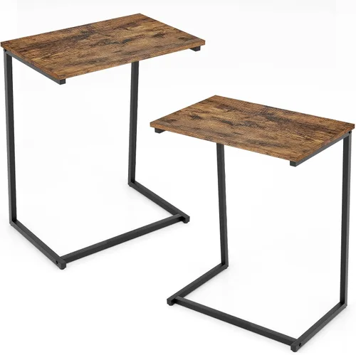 Miniatura 10 de Tangkula C-Shaped End Table, Vintage Accent Couch Table with Heavy-Duty Metal Frame for Coffee/Snacks/Laptop, 26.5" Side Table for Bed, Sofa