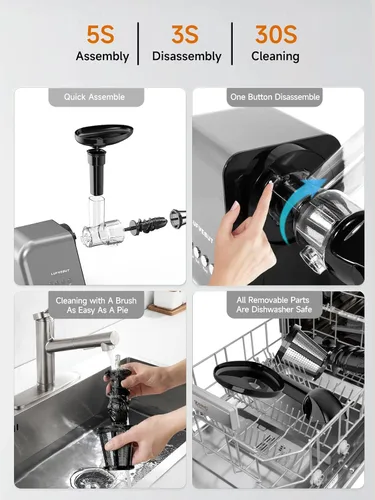 Miniatura 8 de Máquina exprimidora lenta para verduras y frutas, extractor de masticación en frío, apio, hierba de trigo, hojas verdes, zanahoria, jengibre