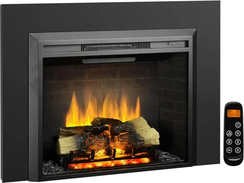LegendFlame Carl 30 pulgadas con kit de molduras, inserto de chimenea eléctrica, calentador de chimenea 750/1500 W, sonido crepitante de fuego,