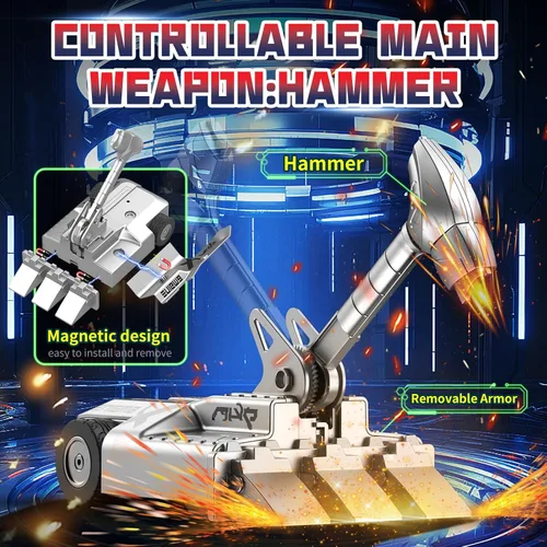 Miniatura 2 de Robots de batalla con control remoto, juguetes de lucha RC para 2 jugadores para niños, robots de lucha inalámbricos, juguetes STEM, juego gris