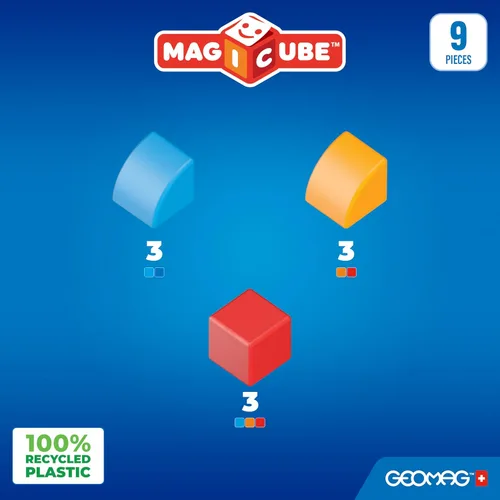 Miniatura 3 de Geomag Magicube Bloques magnéticos para niños de 1 a 5 años Juegos de juguetes de construcción STEM hechos en Suiza Múltiples (MAGICUBE_9PCS)