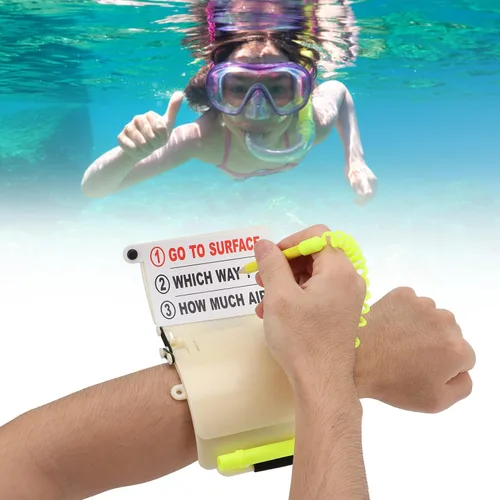 Miniatura 5 de Agatige Pizarra de escritura de buceo, escritura de muñeca, lápiz de pizarra de buceo, correa de buceo, tablero de escritura de muñeca, herramientas