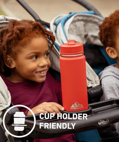Miniatura 3 de Hydrapeak Mini botella de agua para niños de 20 onzas con tapa con pajilla, doble pared de acero inoxidable, a prueba de fugas y derrames, fría