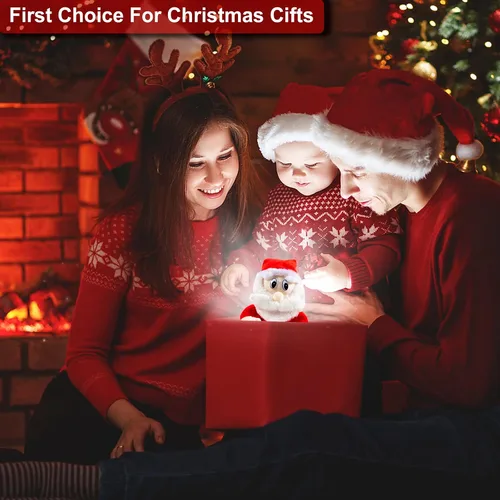 Miniatura 6 de Papá Noel que camina cantando bailando música twerking temblando Papá Noel animado de Navidad eléctrico juguetes de Papá Noel muñecas regalo