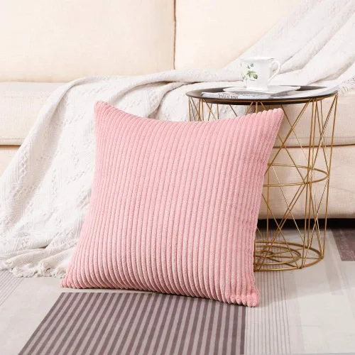 Miniatura 290 de Artscope Fundas de Almohada de Pana a Rayas Acogedoras Súper Suaves Decorativas Cuadradas Fundas de Cojín para Sofá Sillón Dormitorio Decoración