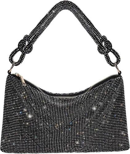 WLLWOO WLLWOO Bolsos de mano con diamantes de imitación para mujer, bolsos de noche elegantes, bolsos cruzados brillantes para fiesta, club, boda