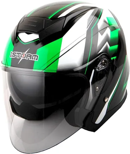 Miniatura 13 de 1Storm Casco de motocicleta abierto para scooter, clásico Knight Bike, lente dual/visera de sol: HJK526