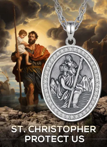 Miniatura 216 de CELESTIA Medallas de plata de ley 925 San Miguel/San Cristóbal/San Benito/San Gabriel/Virgen María/Jesús/Caravaca/Metatrón/Sello de los Siete