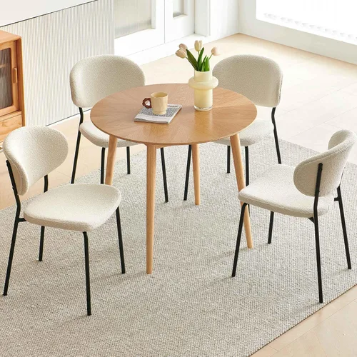 Miniatura 15 de Homedot Juego de 2 sillas de comedor tapizadas negras, modernas sillas de cocina de mediados de siglo tapizadas con cojín acolchado para comedor