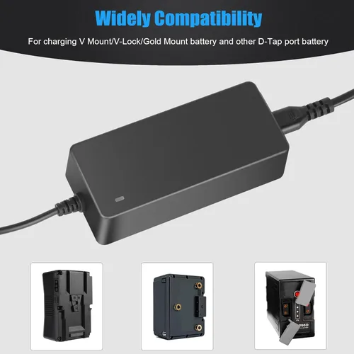 Miniatura 2 de KUNLUN D-Tap - Cargador rápido [DC 16.8V/4A] con cable de grifo D para montaje en V, bloqueo en V, cargador de batería de montaje dorado, para Sony