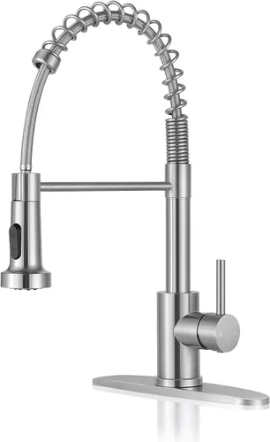 Miniatura 25 de DJS - Grifo de cocina con rociador extraíble, acabado negro mate, ajuste de modo dual, una manija, para 1 o 3 orificios, grifo comercial
