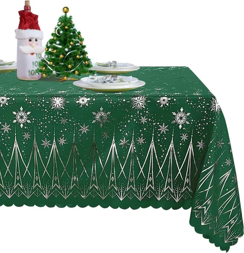 LUSHVIDA Mantel de Navidad, 60 x 120 pulgadas, rectangular, lavable, resistente al agua, decorativo, de microfibra, para banquetes, fiestas, cocina,