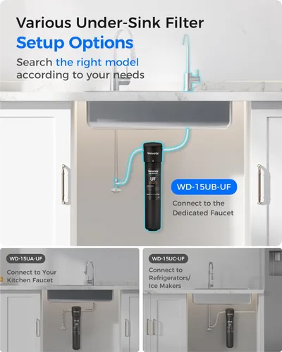 Miniatura 6 de Waterdrop 15UB-UF Sistema de filtro de agua para debajo del fregadero, 0,01 micras, sistema de filtración de agua potable para debajo del mostrador