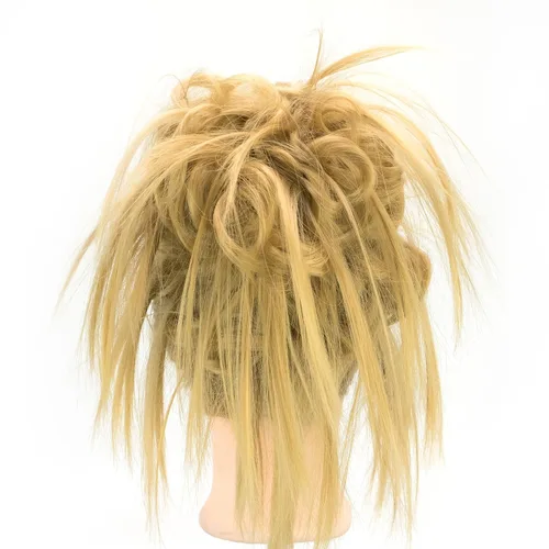 Miniatura 2 de IMISSU 2 piezas de moño de cabello desordenado, extensión de coleteros falsos, ondulados, rizados, para mujeres y niñas (2 unidades rubio ceniza)