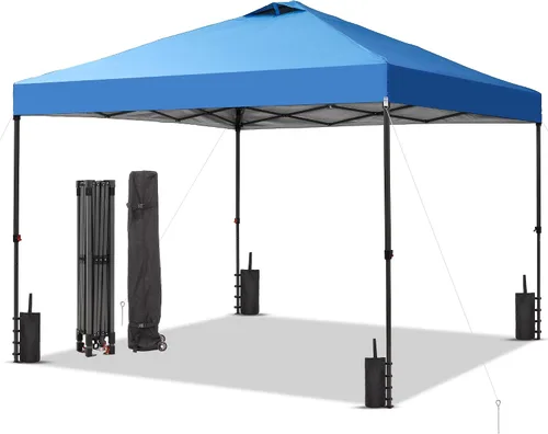 Miniatura 17 de GDY 10x10FT Pop-Up Canopy Tent — with 4-Side Walls & Vented Top, Portable Outdoor Event Tent for Garden, Poolside, Parks, Parties,Camping, White.