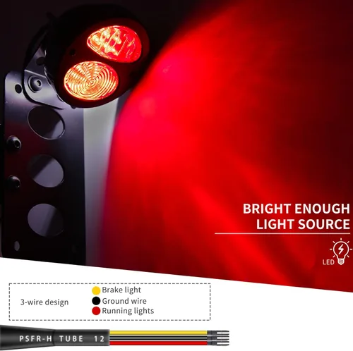 Miniatura 5 de Rich Choices Luces traseras de motocicleta con soporte lateral para placa de matrícula, luces de freno integradas, luz de parada impermeable