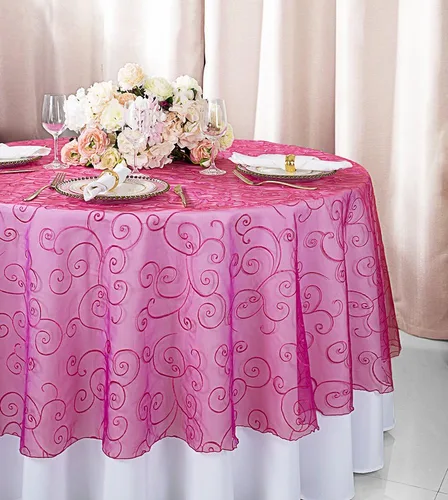 Miniatura 29 de Manteles de organza bordados redondos de 90 pulgadas, manteles de organza para bodas, fiestas, banquetes, eventos, color verde manzana