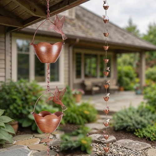 Miniatura 13 de Cadena de lluvia decorativa de 6 pies, cadena de metal para exteriores, 72 pulgadas, para aleros de casa, jardín y hogar, cadenas de lluvia