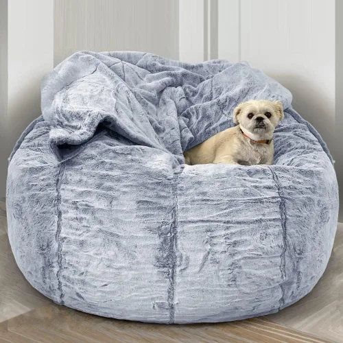 Funda para sillones, 6 pies, redonda, gigante, perezosa, para sofá, cama, saco sin relleno, puf de terciopelo esponjoso, puf, asiento de piso, puf,