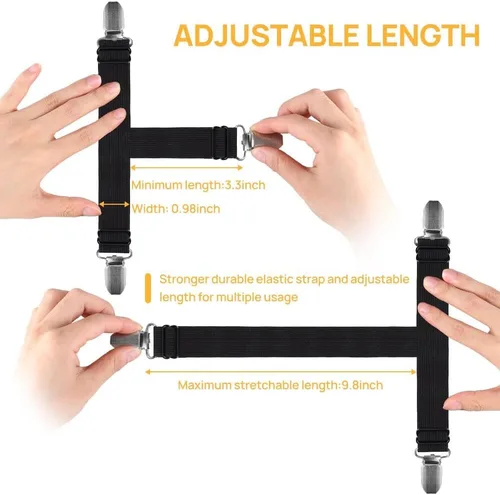 Miniatura 6 de FGY Correas de sábanas ajustables con clips de metal para ropa de cama de mantel