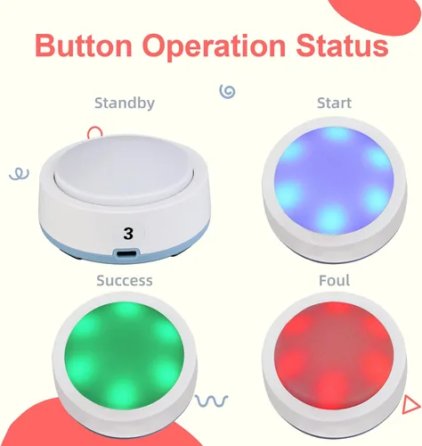 Miniatura 4 de Retekess Zumbadores TM101 para juegos de trivia, zumbadores de peligro con luz, añade hasta 32 botones, 262 pies, zumbadores de programas