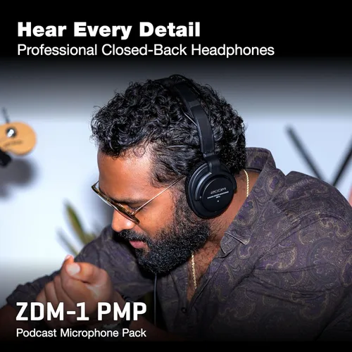 Miniatura 4 de Zoom El paquete de micrófono para podcast ZDM-1 incluye micrófono dinámico, auriculares, trípode, parabrisas y cable XLR