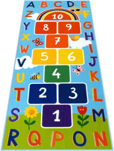 Miniatura 11 de STARUIA Alfombra de Rayuela Lavable para Niños para Sala de Juegos, Alfombras Educativas Coloridas para Aula con Números ABC, Alfombra