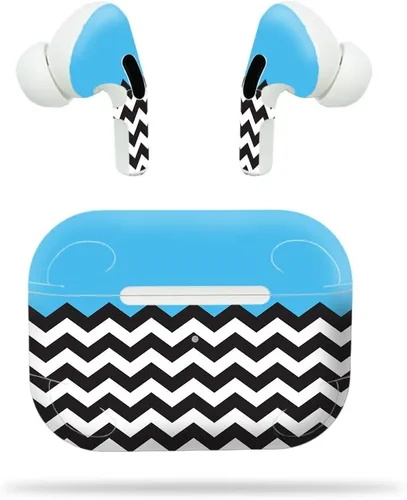 MightySkins - Funda protectora de vinilo compatible con Apple Airpods Pro, diseño de cheurón azul bebé, protección duradera y única, fácil de