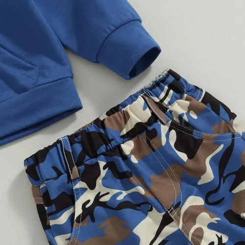 Miniatura 91 de Mandizy Conjunto de ropa de otoño para bebé niña pequeña, sudadera de manga larga con estampado de letras bendecidas, pantalones de camuflaje
