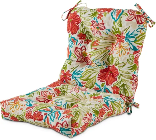 Miniatura 52 de Cojines para silla de exterior con bisagras, diseño de una sola pieza, cojín reversible para asiento y respaldo de patio con lazos, tela