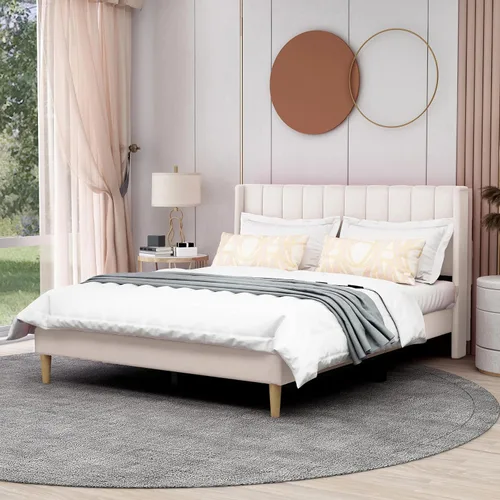 Miniatura 26 de AGARTT Marco de Cama Plataforma Tapizada Tamaño Queen con Cabecero y Pie de Cama/Soporte de Listones de Madera/No Necesita Somier/Fácil Montaje
