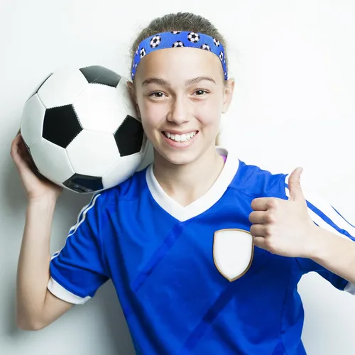 Miniatura 3 de SATINIOR 4 diademas de fútbol antideslizantes para niña, ajustable, color negro, azul, rosa y azul claro