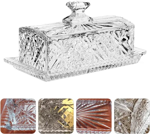 Miniatura 7 de BESTonZON Plato de vidrio rectangular Plato de mantequilla de vidrio plato de mantequilla transparente plato de mantequilla plato de mantequilla