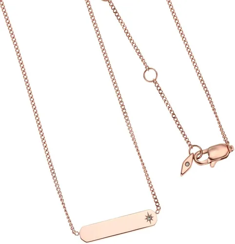Miniatura 3 de Fossil - Collar de cadena con dije de acero inoxidable grabado y enchapado para mujer