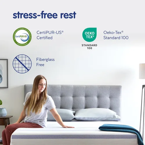 Miniatura 4 de Colchón Vibe de espuma viscoelástica de gel, de 12 pulgadas Certificado CertiPUR-US Bed-in-a-Box, tamaño matrimonial, color blanco