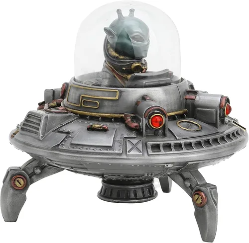 Miniatura 7 de Veronese Design 5 1/8 pulgadas de alto platillo volador OVNI Área de visitantes alienígenas 51 regalo escultura de resina decoración del hogar
