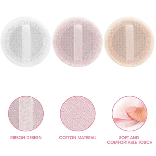 Miniatura 4 de WLLHYF 24 almohadillas redondas de algodón para maquillaje con correa para la cara, para cosméticos sueltos y de base, esponja, polvo Multicolor