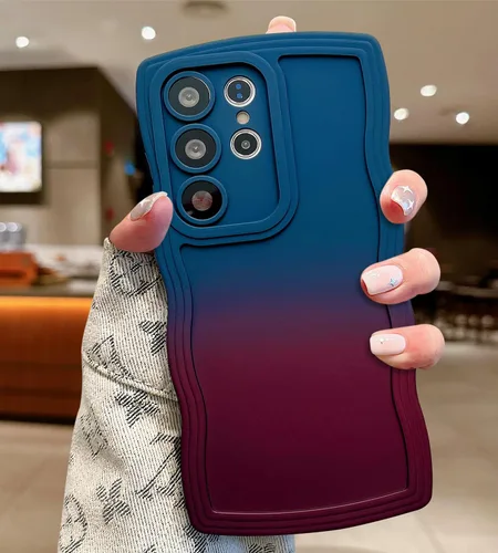 Miniatura 14 de UEEBAI Funda de silicona con marco de ola para Samsung Galaxy S22 5G, funda de teléfono con marco de ola linda, ajuste delgado, amortiguador de Negro