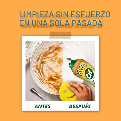 Miniatura 5 de Scrub Daddy Scrub Mommy, Daddy Caddy + Cif Limpiador Multiusos - Estropajo de dos caras sin arañazos para cocina y baño + crema de limpieza