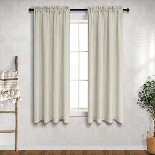 Miniatura 52 de Cortinas blancas puras de 38 pulgadas de ancho para dormitorio, juego de 2 paneles de cortinas de privacidad con bolsillo para barra, cortinas