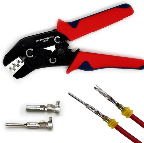 Miniatura 7 de Herramienta de crimpado con trinquete, herramienta de crimpado de alambre de trinquete para conectores de terminal de barril abierto, herramienta