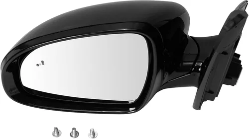 TRQ Espejo plegable con calefacción eléctrica del lado del conductor con indicador de punto ciego pintura a juego negro liso compatible con Kia