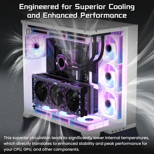 Miniatura 3 de 7 piezas de ventilador ARGB - 4 ventiladores hacia adelante + 3 ventiladores hacia atrás, 28 LED, ventilador silencioso de 4.72 pulgadas PWM