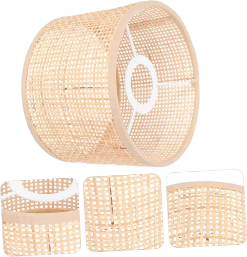 Miniatura 9 de SECFOU Pantalla de ratán para decoración de cestas de lámpara para lámparas de mesa, bombillas rojas, cubierta de lámpara de pie para interiores
