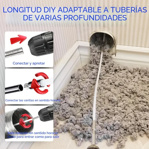 Miniatura 3 de Holikme Kit limpiador de ventilación de secadora de 40 pies, cepillo flexible para pelusa con accesorio de taladro, se extiende hasta 40 pies