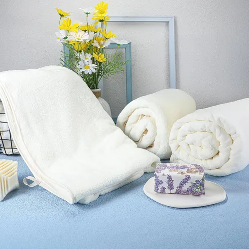 Miniatura 5 de Preboun 2 toallas de baño de vellón de gran tamaño, 40 x 80 pulgadas, toallas de baño extra grandes de microfibra coral terciopelo coral altamente