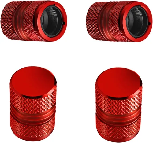 Tapones de vástago de válvula de neumático, paquete de 4 tapones de válvula de aire de aleación anodizada de alta calidad, anticorrosión, Rojo