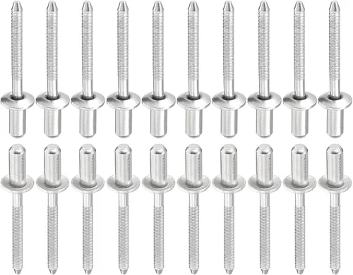 Miniatura 9 de DTGN Remaches ciegos de 0.126 in x 0.394 in (DxL) – Paquete de 50 – Bueno para la unión de maquinaria – Remache de extremo cerrado de cúpula